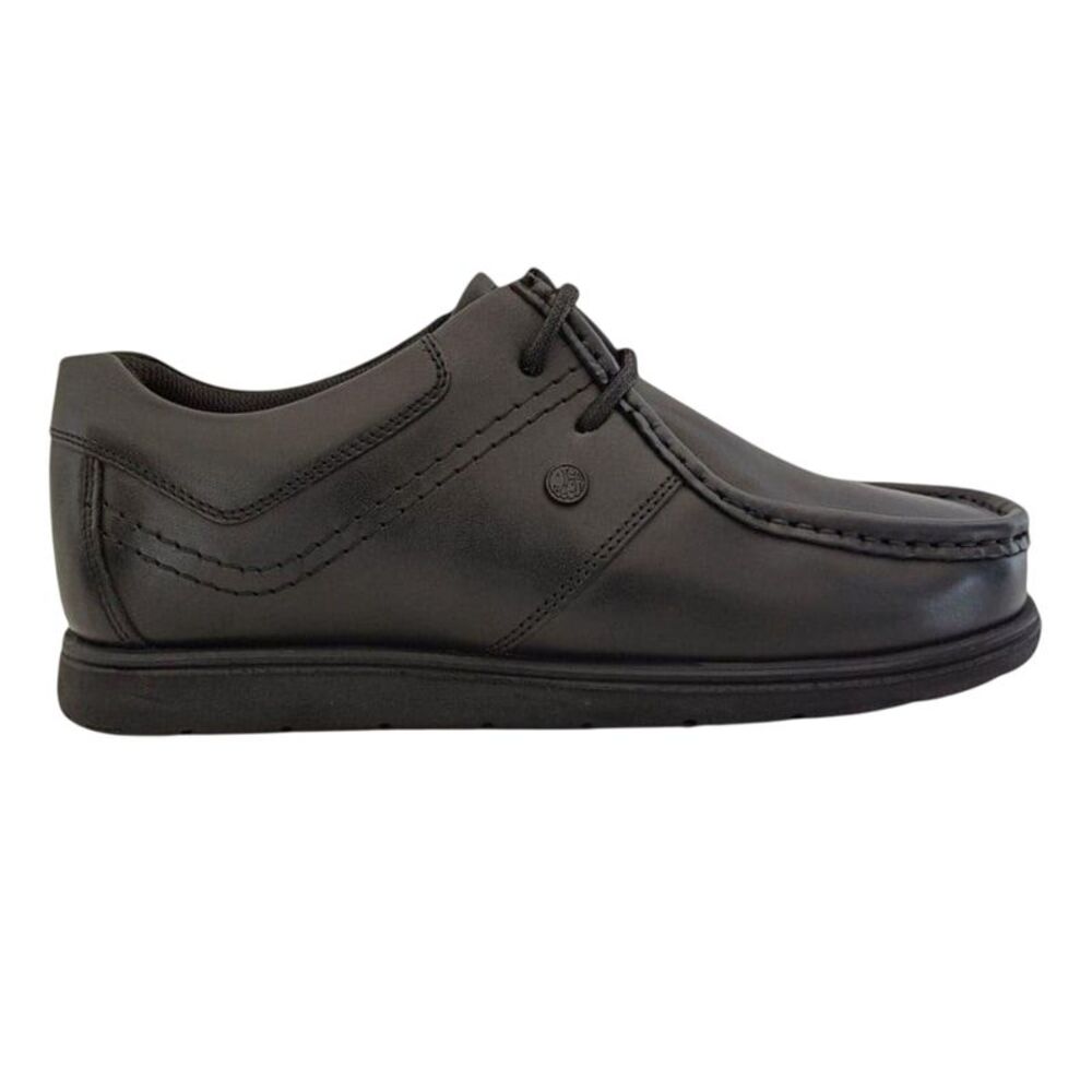 Pretty Green Childrens/Kids Waltham Leather Moc Toe Flat School Shoes / Black